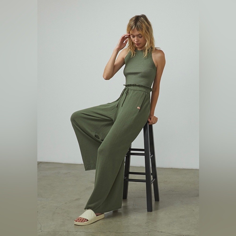 Lunya Cozy Cotton Silk Relaxed Pant In Humble Green New
